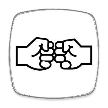 Fist Check Fistbump Hands Outline - Square fridge magnet - white - Front