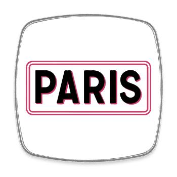 Paris City Sign - Panneau Paris Noir et Rose - Magnet carré - blanc - Devant