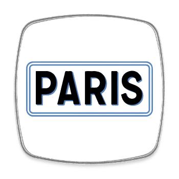 Paris in Linear Blue Silhouette - Square fridge magnet - white - Front