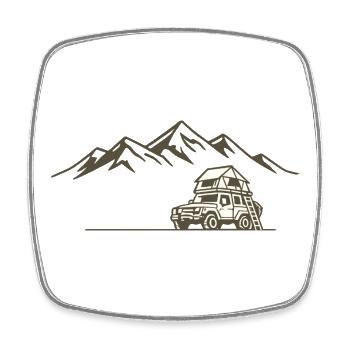 Dachzelt Camping Shirt für Outdoor Abenteurer - Viereckiger Kühlschrankmagnet - Weiß - Vorne