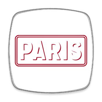 PARIS rétro 3D typographie blanc et rouge - Magnet carré - blanc - Devant