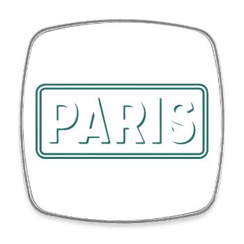 Paris Line Art Panel Green White - Square fridge magnet - white - Front