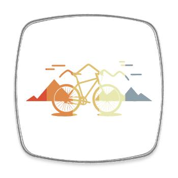 Vintage Mountain Biking Drawing - Square fridge magnet - white - Front