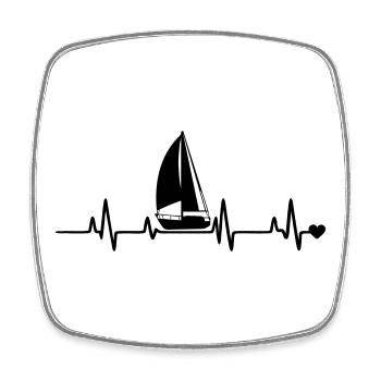 Segelboot - Viereckiger Kühlschrankmagnet - Weiß - Vorne