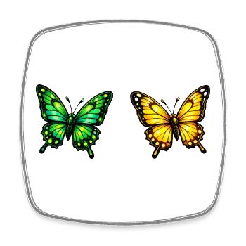 Living Butterflies: Green & Yellow - Square fridge magnet - white - Front