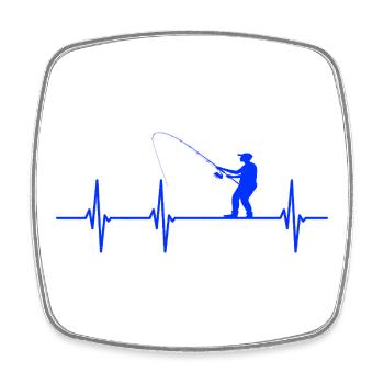 Canne à pêche Ekg Heartbeat Ecg - Magnet carré - blanc - Devant