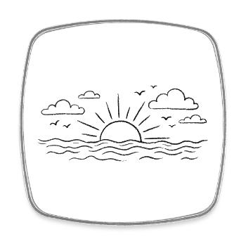 Sunrise on Sea Water Nature Print - Square fridge magnet - white - Front