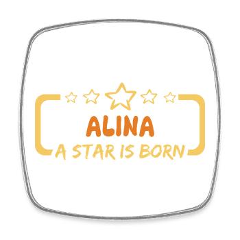Geschenk für Alina - Viereckiger Kühlschrankmagnet - Weiß - Vorne