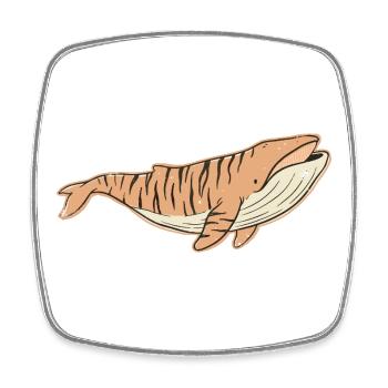 Vintage Spotted Whale Cartoon Tiger Stripes - Square fridge magnet - white - Front