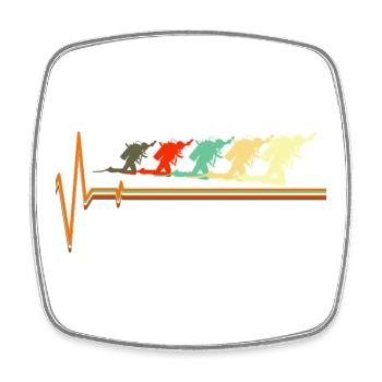 Retro Taucher Heartbeat Pulse Vintage Diver - Viereckiger Kühlschrankmagnet - Weiß - Vorne