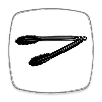 Silhouette des pinces barbecue - Magnet carré - blanc - Devant