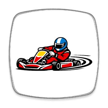 Pilote de kart de course rouge dans les sports de vitesse - Magnet carré - blanc - Devant