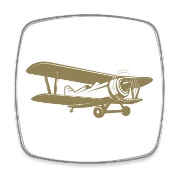 Biplane Pilot Retro Minimalist - Square fridge magnet - white - Front