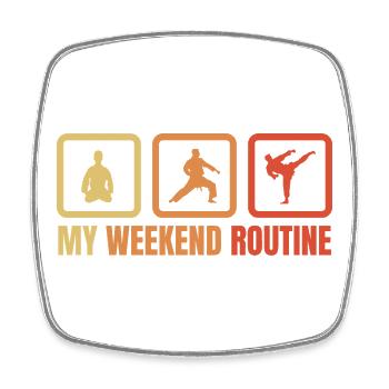 Karateka Weekend Routine - Square fridge magnet - white - Front