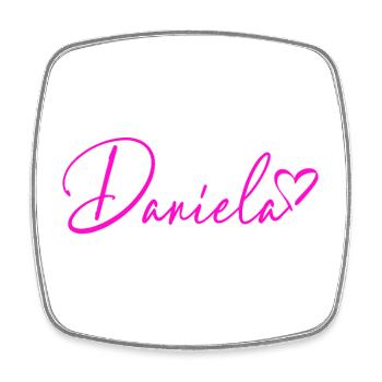 Daniela Signatur Neon Pink - Viereckiger Kühlschrankmagnet - Weiß - Vorne