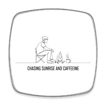 Chasing Sunrise and Caffeine Cyclist Art - Square fridge magnet - white - Front