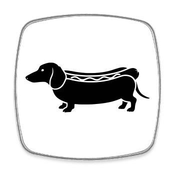 Silhouette saucisse de hot-dog teckel - Magnet carré - blanc - Devant