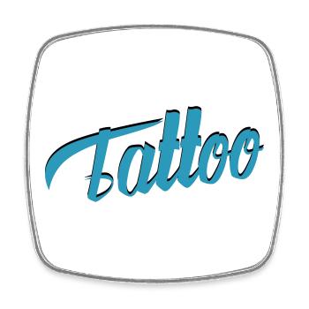 Écriture de tatouage en sarcelle-ci - Magnet carré - blanc - Devant