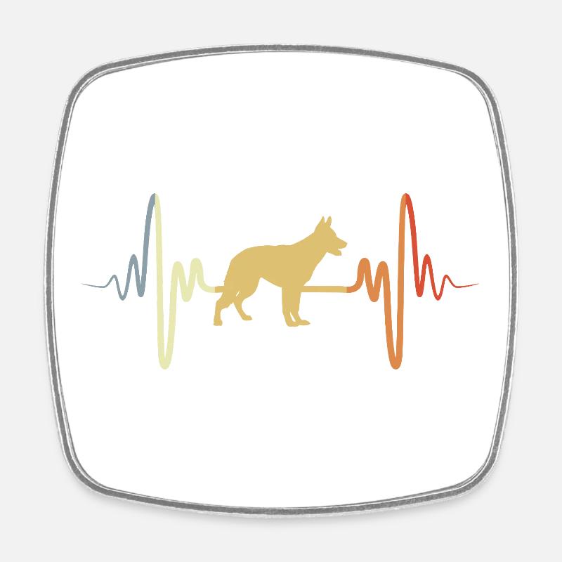 German Shepherd Pulse - Square fridge magnet - white