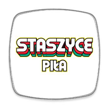 Staszyce Piła. Name des Retro-Bezirks - Viereckiger Kühlschrankmagnet - Weiß - Vorne