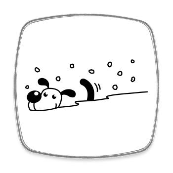 Cute dog in the snow - Square fridge magnet - white - Front