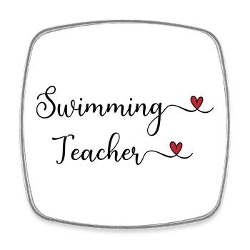 Moniteur de natation - Magnet carré - blanc - Devant