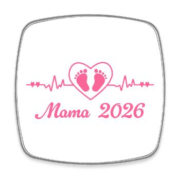 Mom 2026 Pregnancy Expectant Mom - Square fridge magnet - white - Front