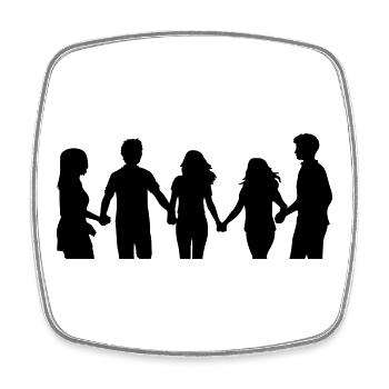 People Group Silhouette Friends Team Together - Square fridge magnet - white - Front