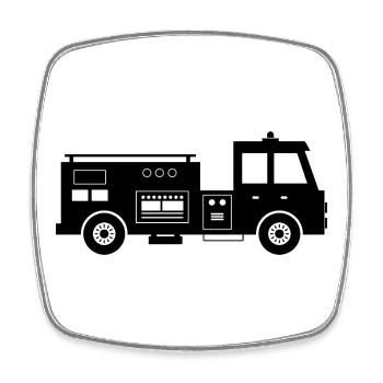 Feuerwehrauto - Viereckiger Kühlschrankmagnet - Weiß - Vorne