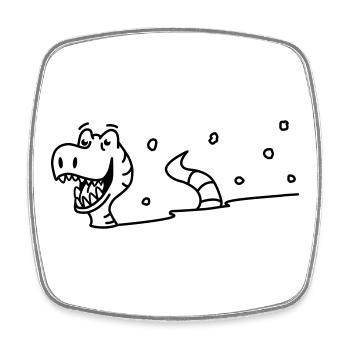 Dinosaurier im Schnee - Viereckiger Kühlschrankmagnet - Weiß - Vorne