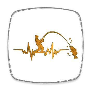 Angler Heartbeat ECG Fishing Pulse - Square fridge magnet - white - Front