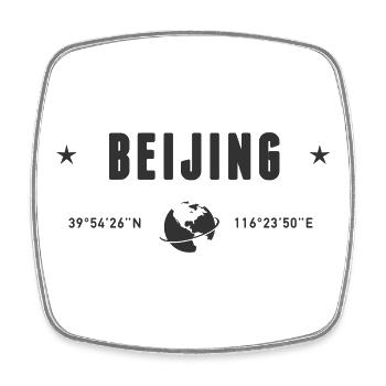 Peking, China koordiniert den Planeten Erde - Viereckiger Kühlschrankmagnet - Weiß - Vorne