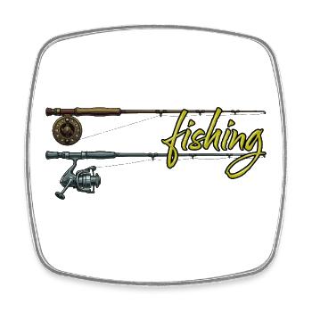 Fishing Fishing Rod Fly Fishing Hobby - Square fridge magnet - white - Front