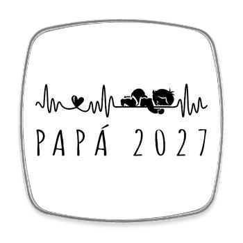 Papá 2027 Latido del Corazón Anuncio Embarazo - Magnet carré - blanc - Devant