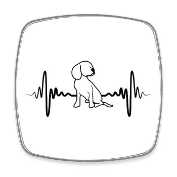 Hundewelpe EKG Herzlinie - Viereckiger Kühlschrankmagnet - Weiß - Vorne