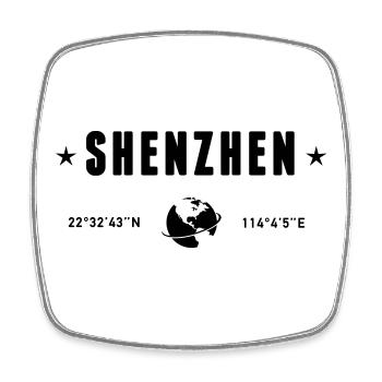 Shenzhen, China koordiniert den Planeten Erde - Viereckiger Kühlschrankmagnet - Weiß - Vorne