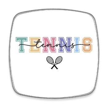 Pastel Vintage Tennis Typography - Square fridge magnet - white - Front