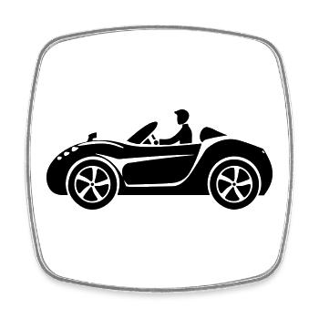 Cabrio Auto - Viereckiger Kühlschrankmagnet - Weiß - Vorne