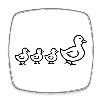 famille canard - Magnet carré - blanc - Devant