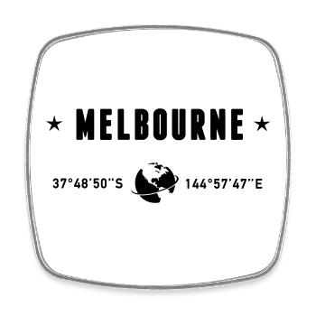 Melbourne Australia Coordinates Planet Earth - Square fridge magnet - white - Front