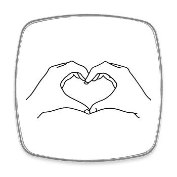 hearthands BFF Freunde Herz Hände Liebe Symbol - Viereckiger Kühlschrankmagnet - Weiß - Vorne