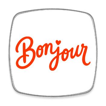 Bonjour with Love Heart in French France - Viereckiger Kühlschrankmagnet - Weiß - Vorne