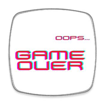 Glitch Neon Game Over Retro Arcade - Square fridge magnet - white - Front