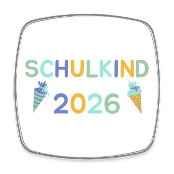 Schulkind 2026 Pastell Schrift Junge Schultüte - Viereckiger Kühlschrankmagnet - Weiß - Vorne