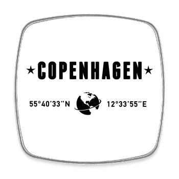 Kopenhagen, Dänemark, Koordinaten Planet Erde - Viereckiger Kühlschrankmagnet - Weiß - Vorne