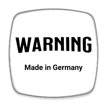 Warning - Made in Germany - Viereckiger Kühlschrankmagnet - Weiß - Vorne