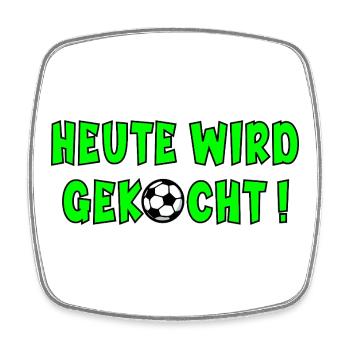 Fußball Sprüche Kochen - Viereckiger Kühlschrankmagnet - Weiß - Vorne