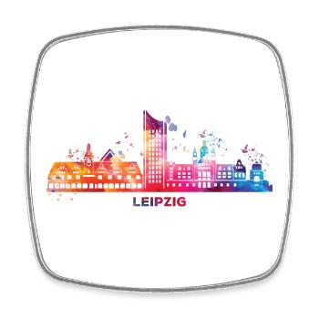 Leipzig Horizon Paysage urbain coloré Leipzig - Magnet carré - blanc - Devant