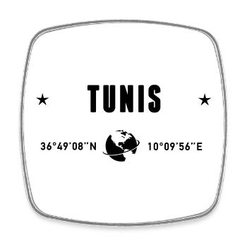 Tunis Tunesien Koordinaten GPS-Globus - Viereckiger Kühlschrankmagnet - Weiß - Vorne