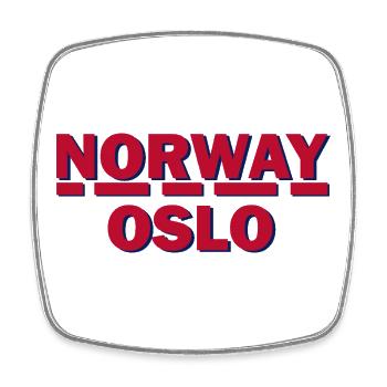 Norvège Oslo Typographie rétro - Magnet carré - blanc - Devant